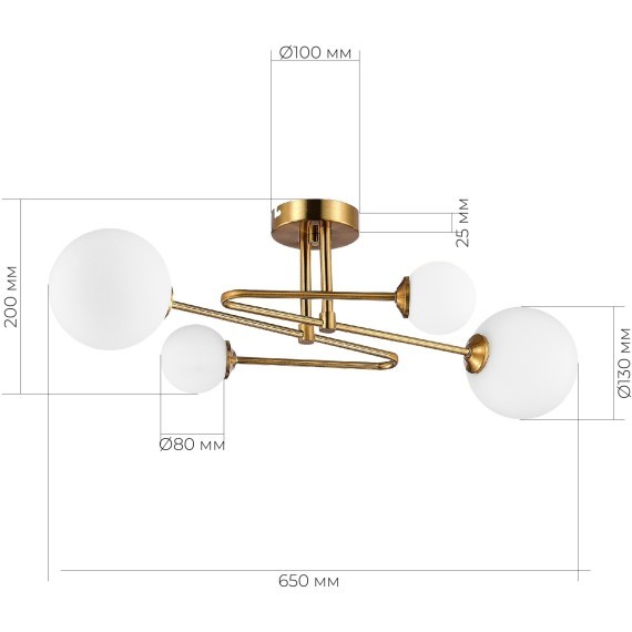 SLE2211-302-04 Светильник потолочный Латунь/Белый G9 4*5W FANTINI