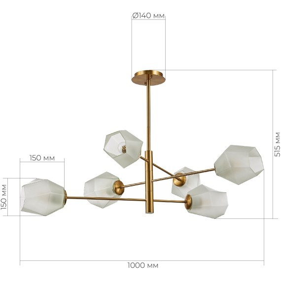 SLE205202-06 Светильник потолочный Латунь/Белый E27 6*60W TERRAMO