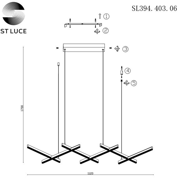 SL394.403.06 Люстра подвесная ST-Luce Черный/Белый LED 6*14W 4000K BASONI