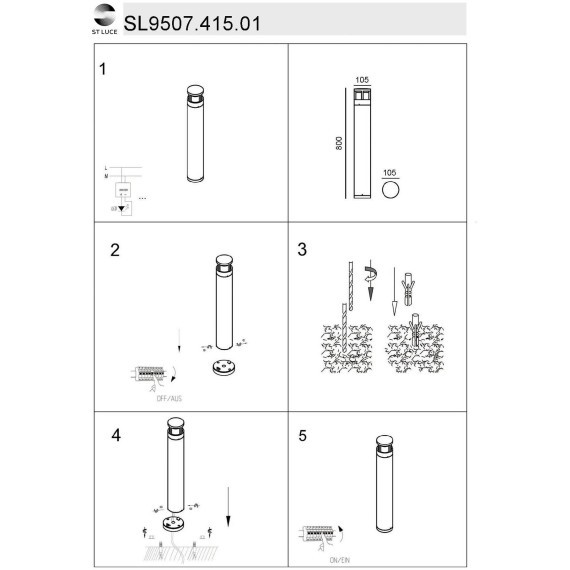 SL9507.415.01 Светильник уличный наземный ST-Luce Черный LED 1*5W 4000K FOSSA