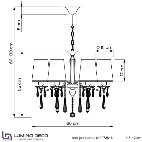 Хрустальная подвесная люстра Lumina Deco Alessia LDP 1726-6 CHR