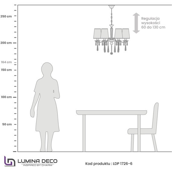 Хрустальная подвесная люстра Lumina Deco Alessia LDP 1726-6 CHR