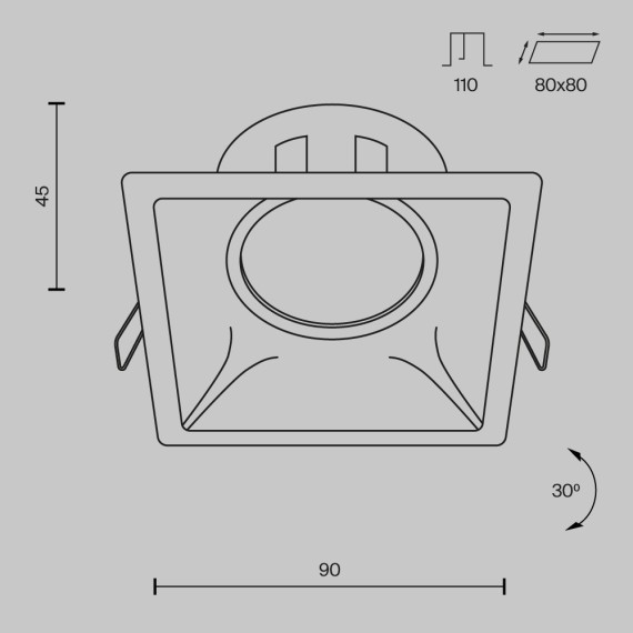 Встраиваемый светильник Maytoni DL029-2-01B Dot под лампу 1xGU10 50W