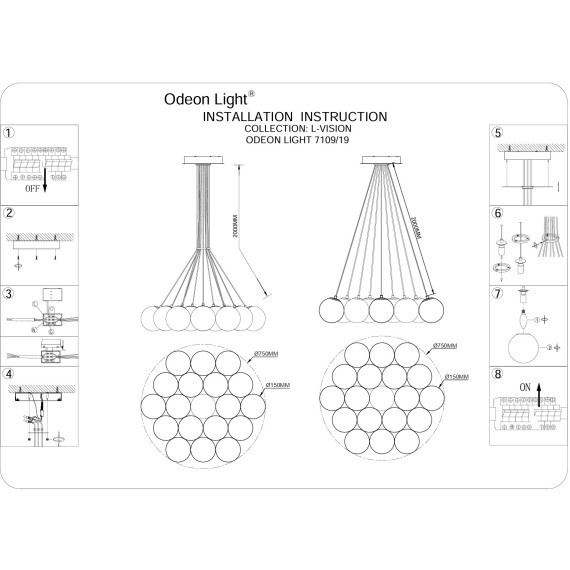 7109/19 Подвесная люстра с 19 лампами E14 (макс 5Вт), стяжное кольцо в комплекте Odeon Light MAGIA
