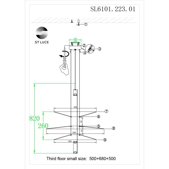 SL6101.223.01 Люстра подвесная ST-Luce Золотистый/Белый LED 1*15W 3000K ISOLA