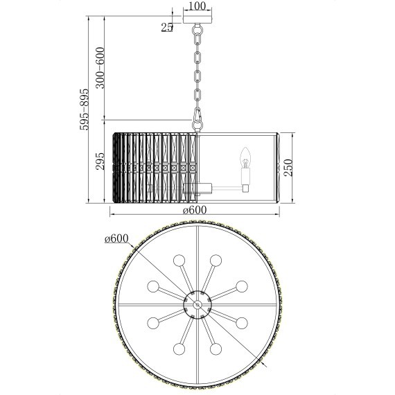 Люстра подвесная Maytoni MOD094PL-08G Facet под лампы 8xE14 60W