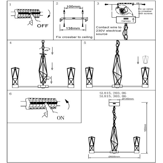 SL815.303.06 Люстра подвесная ST-Luce Серый графит/Серый графит, Прозрачный LED 6*8W 4000K PROGETTO