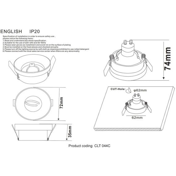Светильник встраиваемый Crystal Lux CLT 044C GO