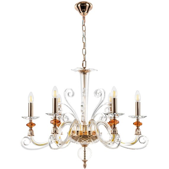Люстра Crystal Lux CATARINA SP6 V2 GOLD/TRANSPARENT-COGNAC