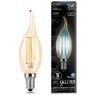104801805 Лампа Gauss LED Filament Свеча на ветру E14 5W 420lm 4100K Golden 1/10/50