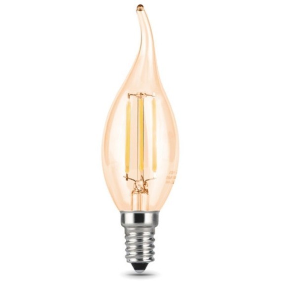 104801805 Лампа Gauss LED Filament Свеча на ветру E14 5W 420lm 4100K Golden 1/10/50