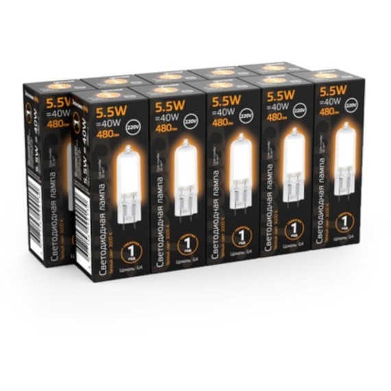107807105 Лампа Gauss LED G4 AC220-240V 5.5W 480lm3000K Glass 1/10/200