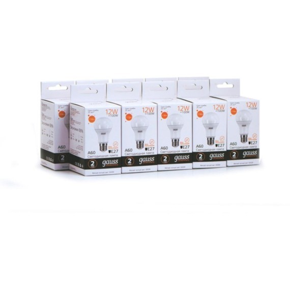 23212 Лампа Gauss LED Elementary A60 12W E27 1130lm 3000K 1/10/50
