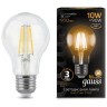 102802110 Лампа Gauss LED Filament A60 E27 10W 930lm 2700К 1/10/40
