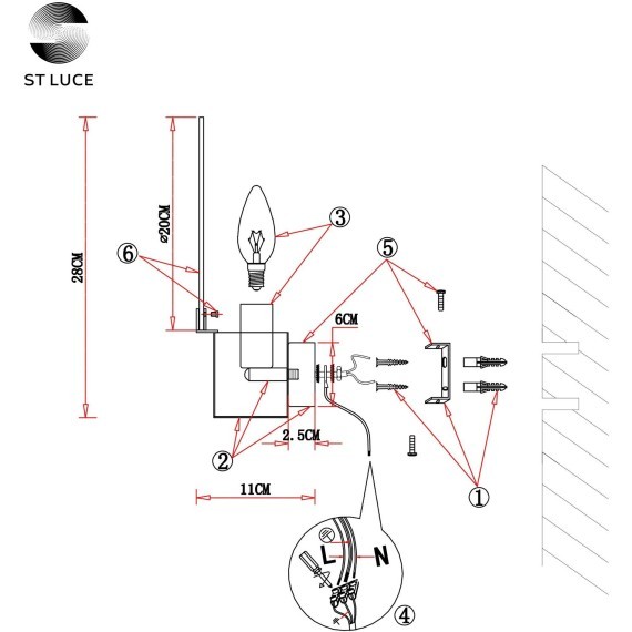 SL1231.301.01 Бра ST-Luce Латунь/Белый E14 1*60W VITTORIA