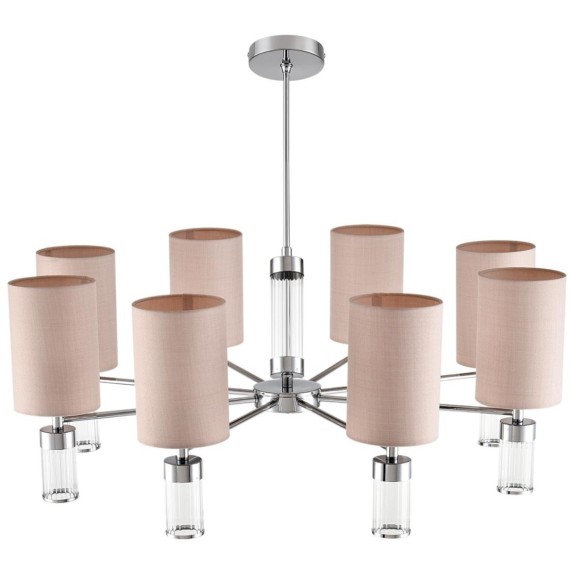 6585/8 MODERNI LN24 хром/бежевый, металл/текстиль, стекло Люстра подвесная E14 8*40W 220V ARNIKA