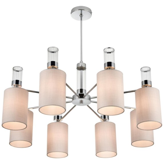 6585/8 MODERNI LN24 хром/бежевый, металл/текстиль, стекло Люстра подвесная E14 8*40W 220V ARNIKA