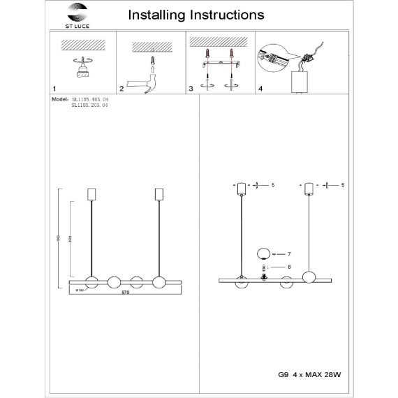 SL1185.403.04 Подвес ST-Luce Черный/Белый G9 4*5W ASOLO
