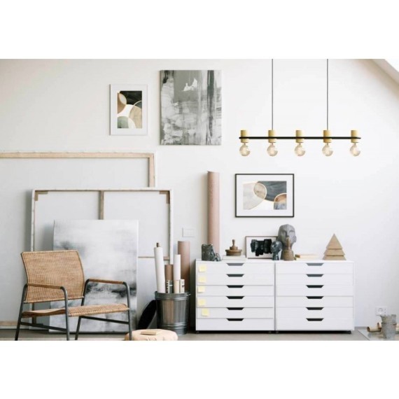 43541 Подвесной потолочный светильник (люстра) CHIEVELEY, 5Х40W, E27, L885, B85, H1100, сталь/дерево