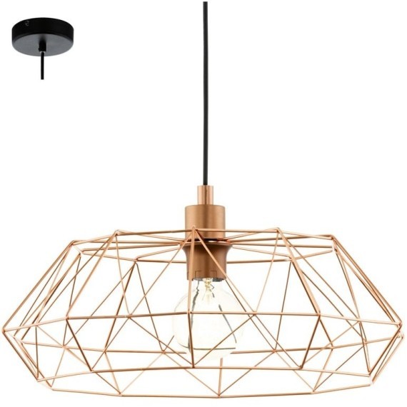 49488 Подвес CARLTON 2, 1x60W (E27), ?455, H1100, сталь, медный, черный кабель