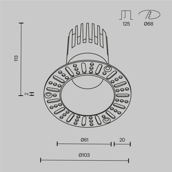 Встраиваемый светильник Technical DL122-15W-2.7K-TRS-B