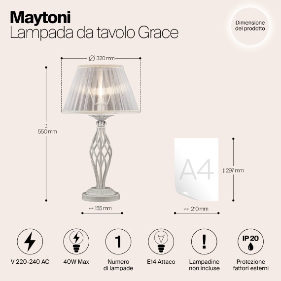 Декоративная настольная лампа Maytoni ARM247-00-G GRACE под лампу 1xE14 40W