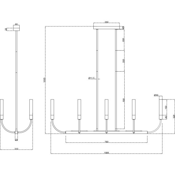 Потолочная люстра на штанге Deja Vu MOD423CL-08C