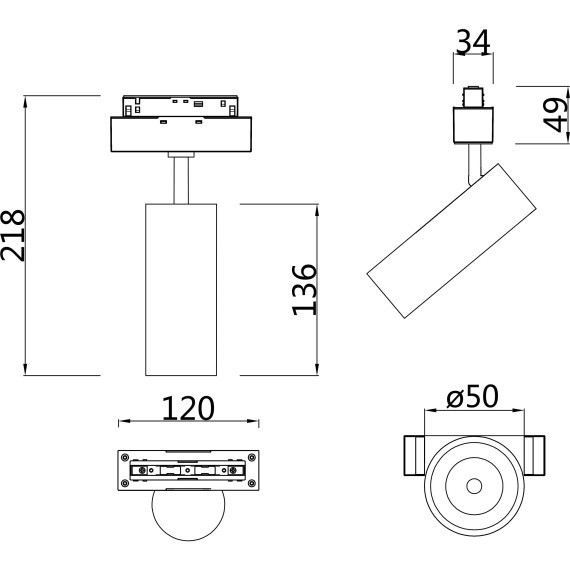 TR019-2-10W3K-B Трековый магнитный светодиодный светильник Maytoni Gravity CRI90+ 3000К 850Лм 24° 9Вт