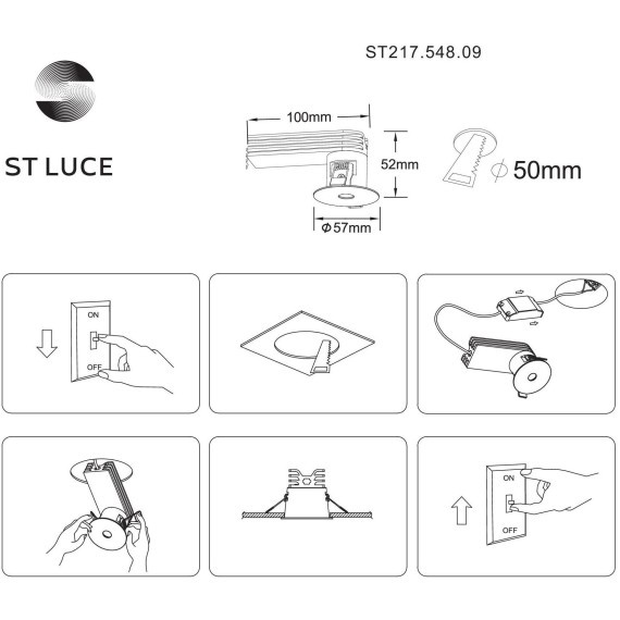 ST217.548.09 Св-к встр. Белый LED 1*9W 4000K 510Lm Ra90 36° IP20 D57xH52 220-240V Встраиваемые светильники
