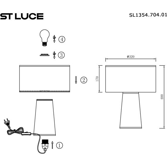 SL1354.704.01 Прикроватная лампа ST-Luce Хаки/Хаки, Черный E27 1*40W JACKIE