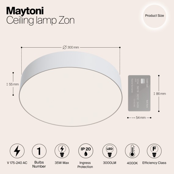 Накладной потолочный светильник Maytoni C032CL-L43W4K Zon светодиодный LED 35W