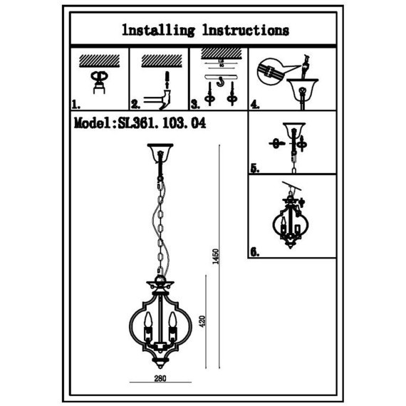 SL361.103.04 Светильник подвесной ST-Luce Хром E14 4*60W FORIATE