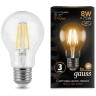 102802108 Лампа Gauss Filament А60 8W 740lm 2700К Е27 LED 1/10/40