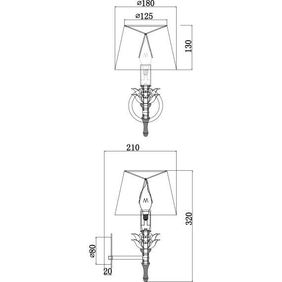 Бра Maytoni H003WL-01MG Barbara под лампу 1xE14 40W