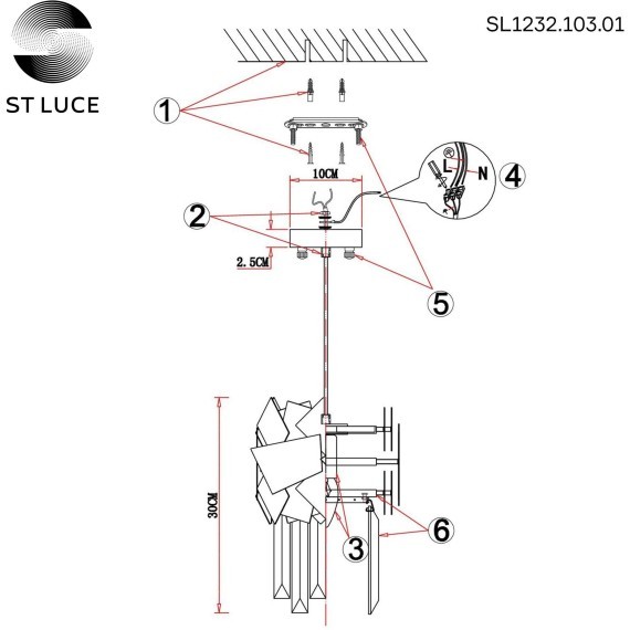 SL1232.103.01 Подвес ST-Luce Хром/Прозрачный, Хром E14 1*60W CASERTA