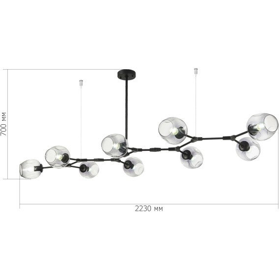 SLE154843-09 Светильник подвесной Черный/Дымчатый E27 9*40W RAMETTO