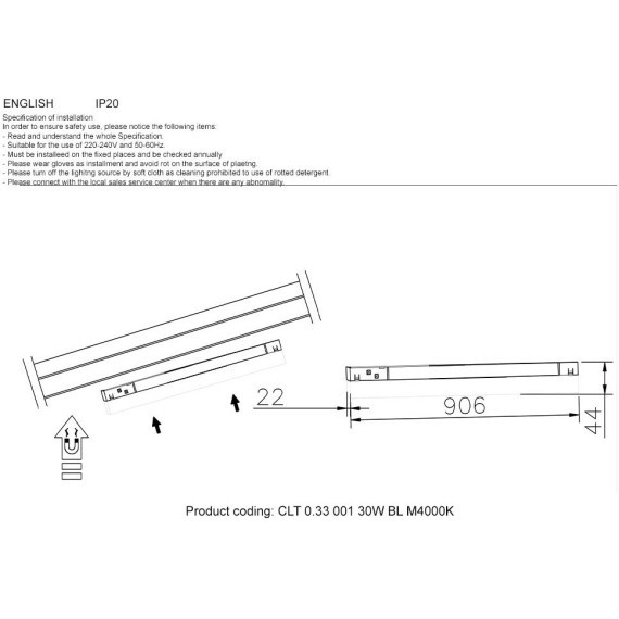 CLT 0.33 001 30W BL M4000K Трековый магнитный светодиодный светильник Crystallux Space 48V CRI90+ 4000К 1950Лм 120° 30W