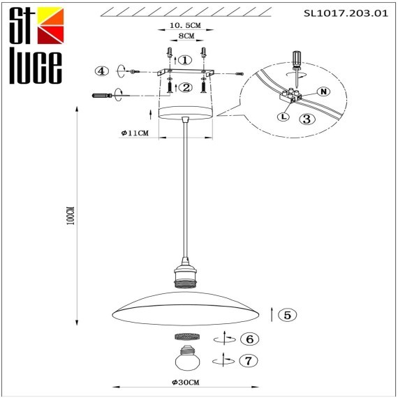 SL1017.203.01 Светильник подвесной ST-Luce Черный/Золотистый E27 1*60W ROMO