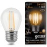 105802105 Лампа Gauss LED Filament Шар E27 5W 420lm 2700K 1/10/50