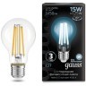 102902215 Лампа Gauss Filament А60 15W 1450lm 4100К Е27 LED 1/10/40