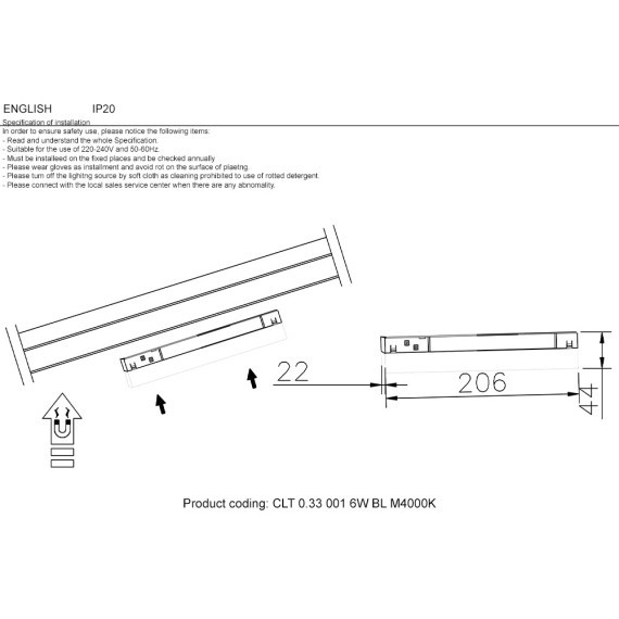 CLT 0.33 001 6W BL M4000K Трековый магнитный светодиодный светильник Crystallux Space 48V CRI90+ 4000К 390Лм 120° 6W