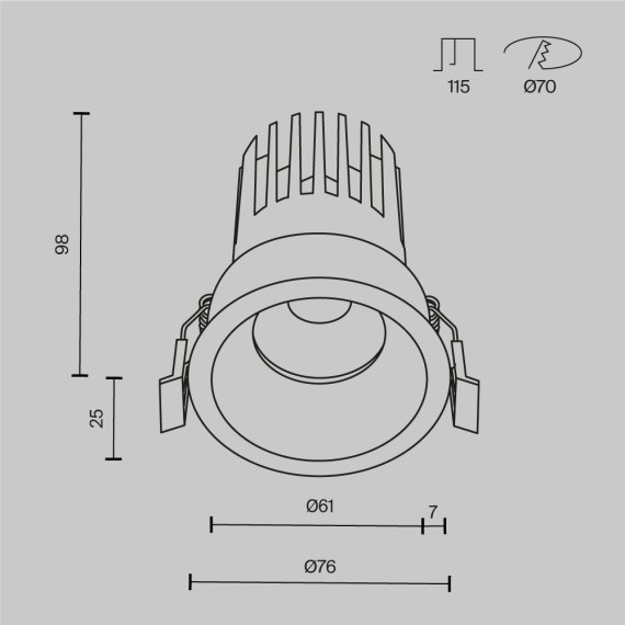 Встраиваемый светильник Technical DL117-15W-4K-B