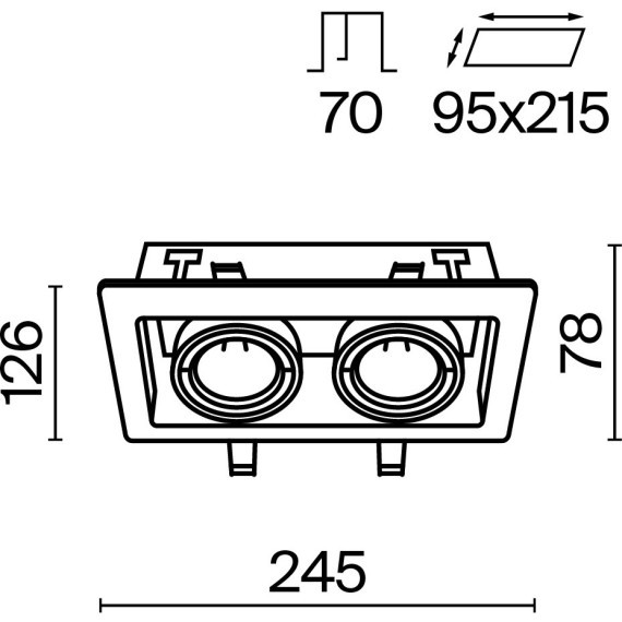 Встраиваемый светильник Maytoni DL008-2-02-W Metal Modern под лампы 2xGU10 50W