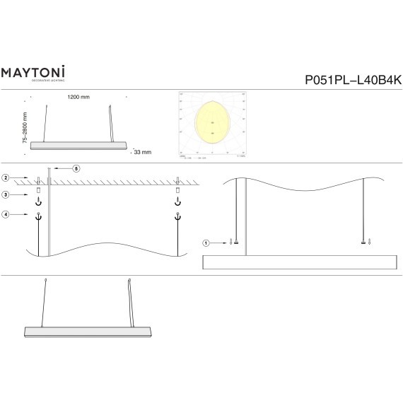 Подвесной светильник Technical P051PL-L40B4K