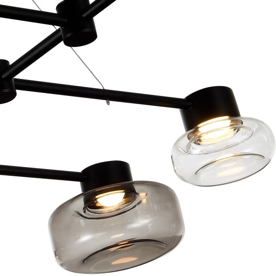 SL6005.403.08 Светильник подвесной ST-Luce Черный/Дымчатый, Прозрачный LED 8*3W 3000K VALLO