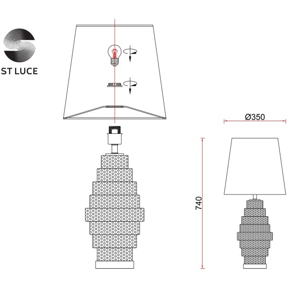 SL1001.104.01 Прикроватная лампа ST-Luce Хром,Дымчатый/Серый E27 1*40W REXITE