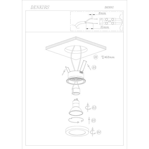 DK3012-WH Встраиваемый светильник влагозащищенный IP44 макс 50Вт GU10 белый алюминий