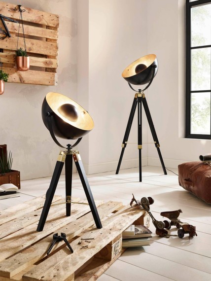 49618 Торшер COVALEDA, 1х60W (E27), ?550, H1640, дерево, сталь, черный, латунь, золото