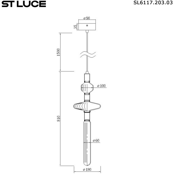 SL6117.203.03 Светильник подвесной ST-Luce Латунь/Золотой, Прозрачный LED 3*3W 3000K TACCHE