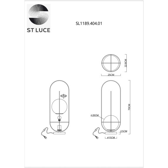 SL1189.404.01 Настольная лампа ST-Luce Черный/Опал E27 1*60W BEATA